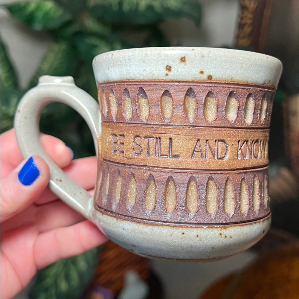 Down to Earth Religious Scripture Be Still Studio Pottery Mug